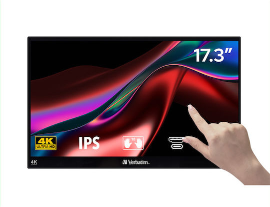 Verbatim Pmt-17 IPS Touch Φορητό Monitor 17.3" 4K 3840x2160 144Hz με Χρόνο Απόκρισης 6ms GTG