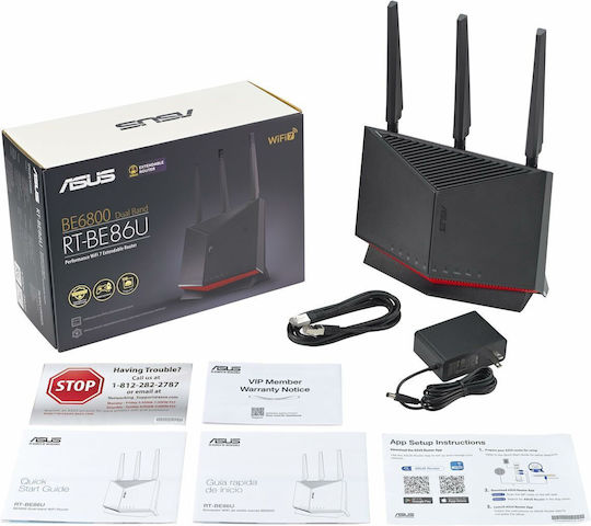 Asus RT-BE86U v1 Drahtlos Router Wi‑Fi 7 mit 5 Anschlüssen Ethernet