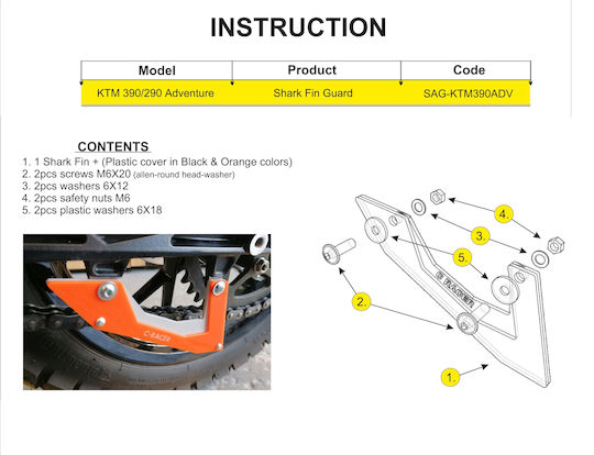 Moto Discovery Motorrad-Kettenschutz KTM 390 Abenteuer Orange