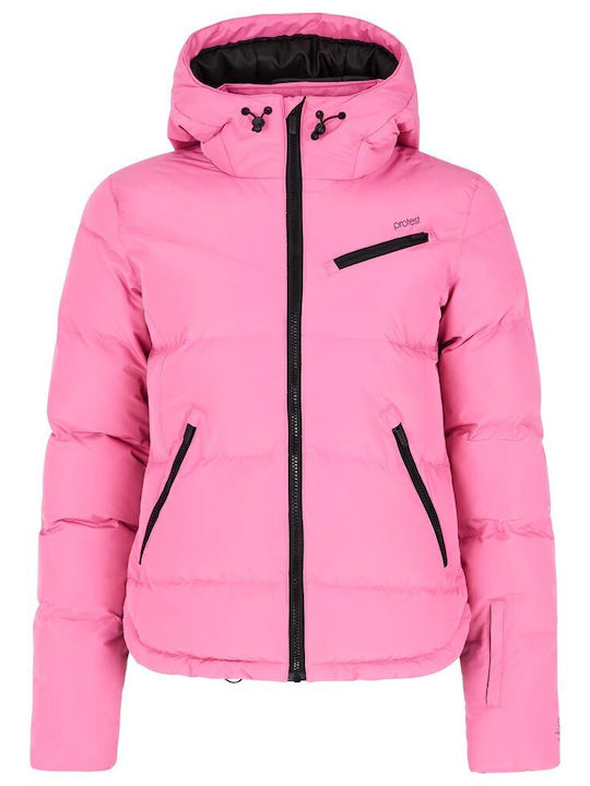 Kurz Damen Puffer Jacke für Winter Rosa