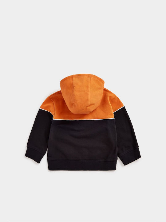 Athletic Kids Sweatshirt Cardigan Cotton with Hood Orange