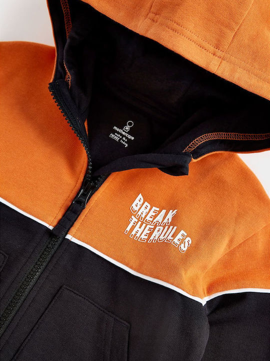 Athletic Kids Sweatshirt Cardigan Cotton with Hood Orange