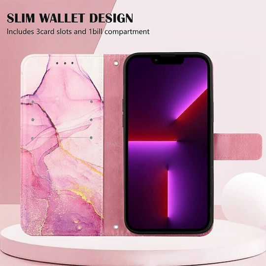 Θήκη Marble Wallet Samsung Galaxy S22 Pink White