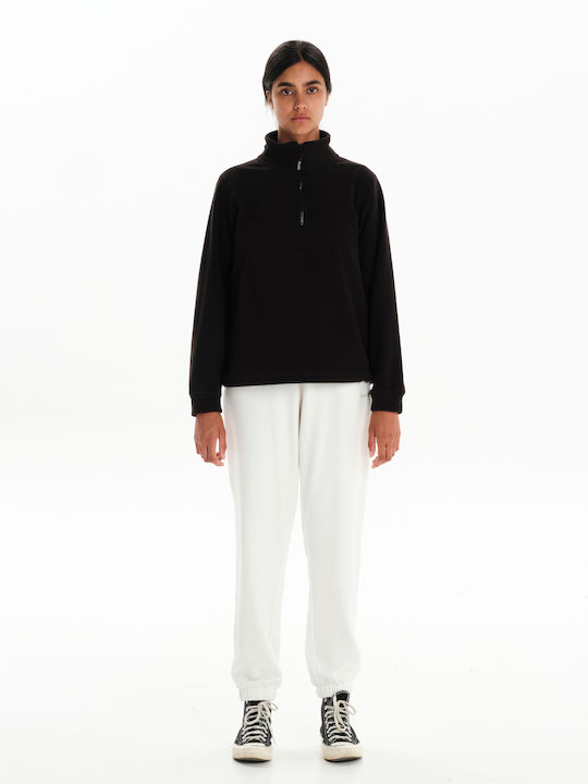 Women's Long Sleeve Sweater with Zipper Black