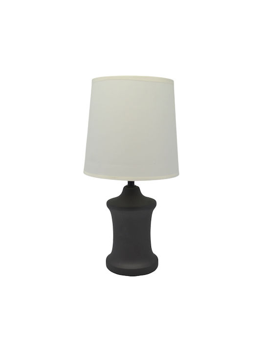 Ankor Ceramic Table Lamp for Socket E14 with Beige Shade and Black Base
