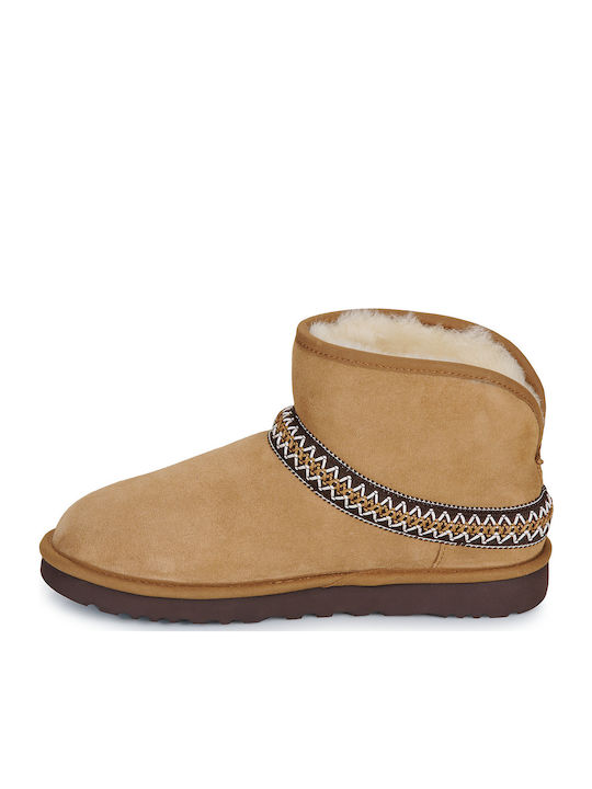 Classic Mini Crescent Suede Women's Ankle Boots Brown