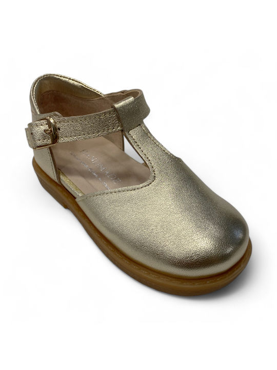 Fashion Beads Kids Leather Ballerinas Gold