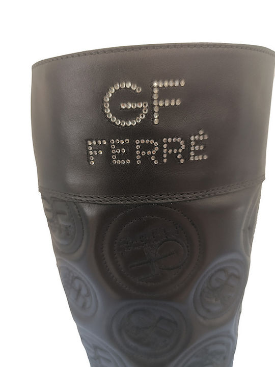 Lederne Kinderstiefel mit Reißverschluss Schwarze