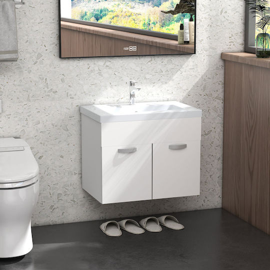 Kleankin Πάγκος με Νιπτήρα Μ61xΒ50xΥ40cm Λευκό Γυαλιστερό