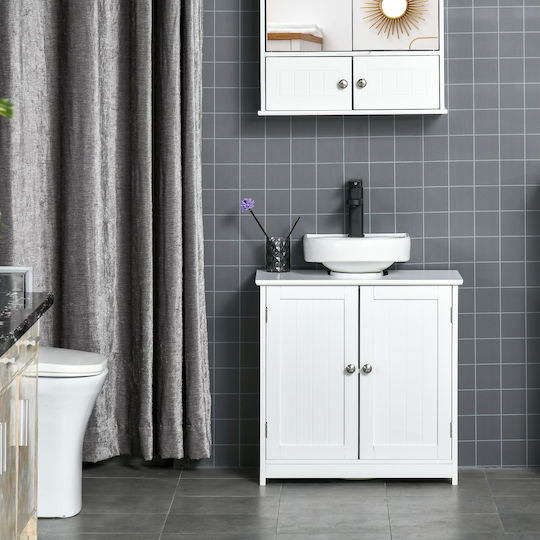 Kleankin Countertop with Sink L60xW30xH60cm White