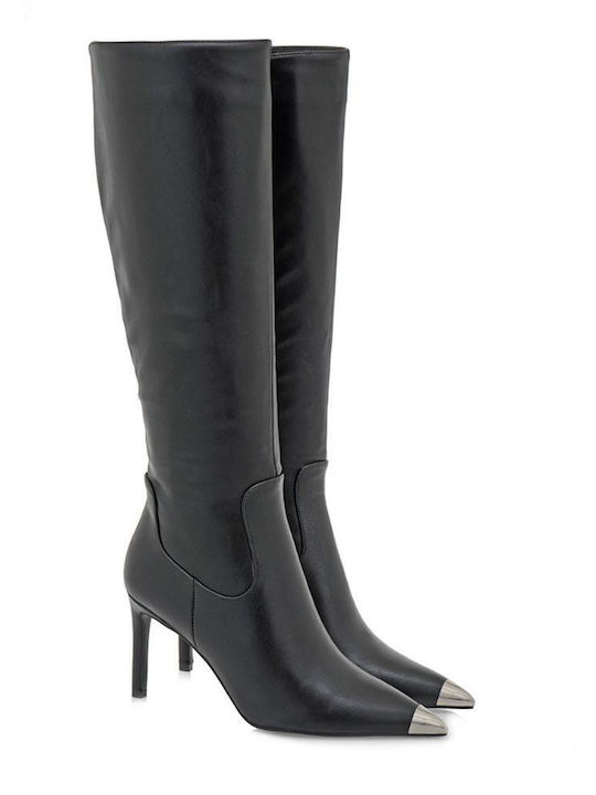 Exe Synthetic Leather High Heel Women's Boots Black