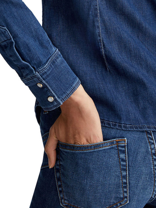 Дълъг ръкав Женска Дънково Риза Denim Blue