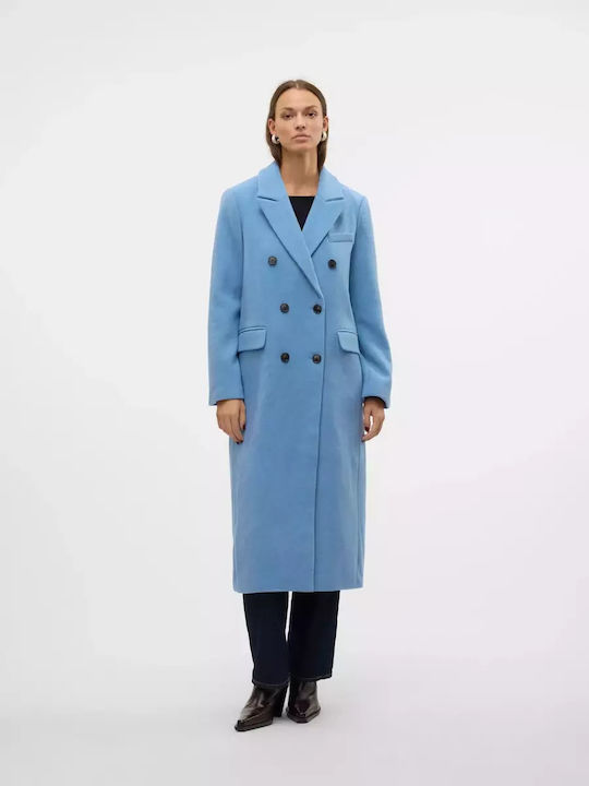 Vero Moda Women's Wool Coat with Buttons BLUE