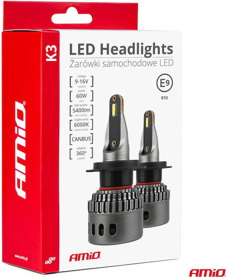AMiO Λάμπες Αυτοκινήτου H7 Canbus LED Ψυχρό Λευκό 60W 2τμχ