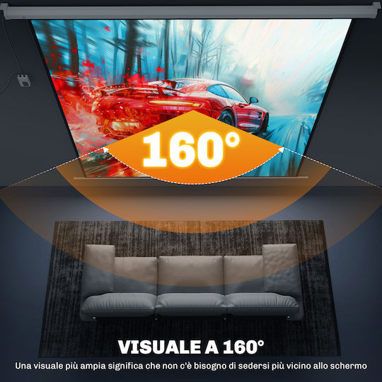 HomCom Οθόνη Προβολής Projector Τοίχου με Λόγο Εικόνας 1:1 236.5x236.5cm / 120"