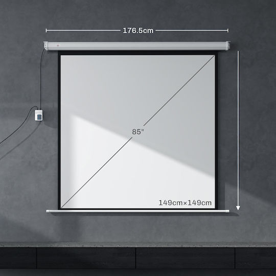 HomCom Οθόνη Προβολής Projector Τοίχου με Λόγο Εικόνας 1:1 176.5x176.5cm / 85"