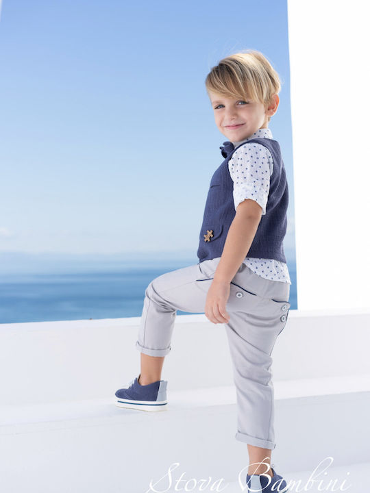 Stova Bambini Βαπτιστικό Κοστούμι με Γιλέκο για Αγόρι Μπλε