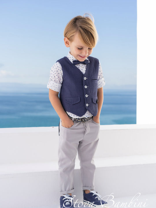 Stova Bambini Βαπτιστικό Κοστούμι με Γιλέκο για Αγόρι Μπλε