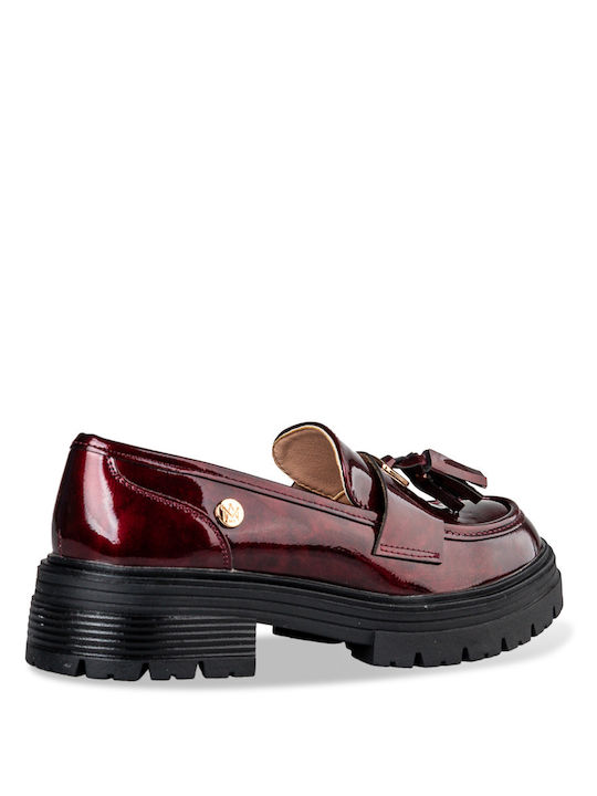 Envie Shoes Shiny Women's Loafers in Red Color