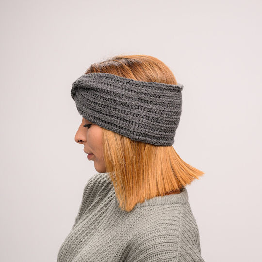 Frauen Stirnband mit Rippstrick in Gray Farbe