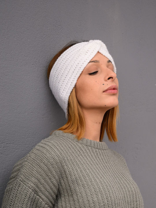 Feminin Bandă pentru cap cu Tricotaj Rib în culoarea Alb
