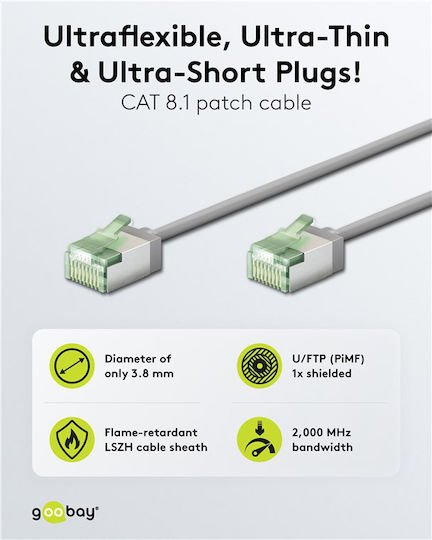 Goobay U/FTP (STP) Ethernet Network Cable 1m Gray 10pcs