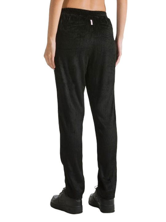 Deha Women's Corduroy Trousers in Straight Line Black