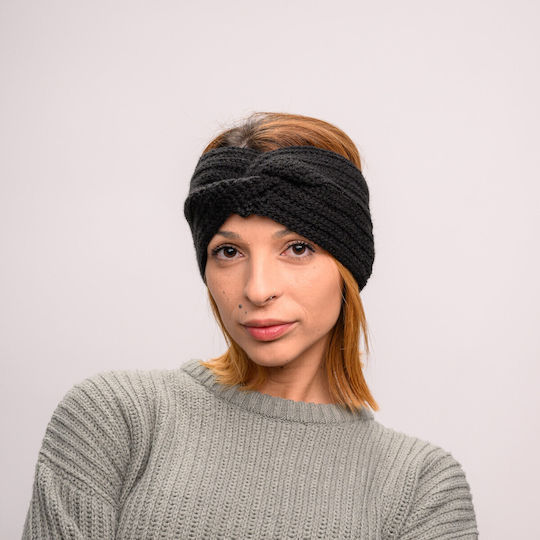 Frauen Stirnband mit Rippstrick in Schwarz Farbe