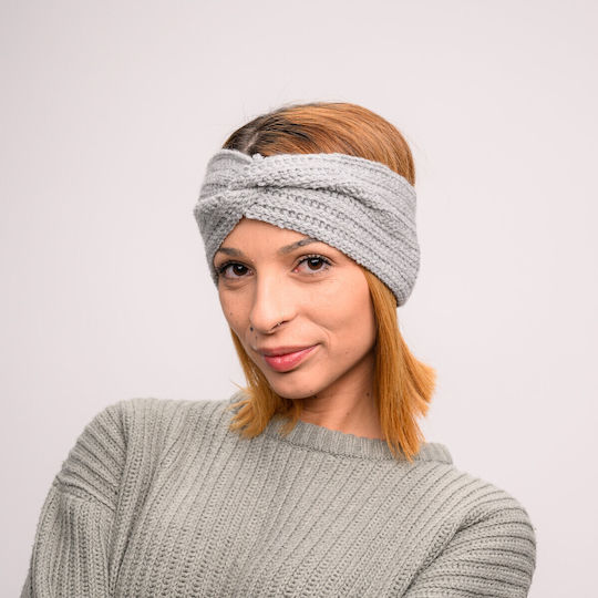 Frauen Stirnband mit Rippstrick in Gray Farbe
