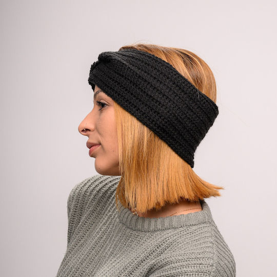 Frauen Stirnband mit Rippstrick in Schwarz Farbe