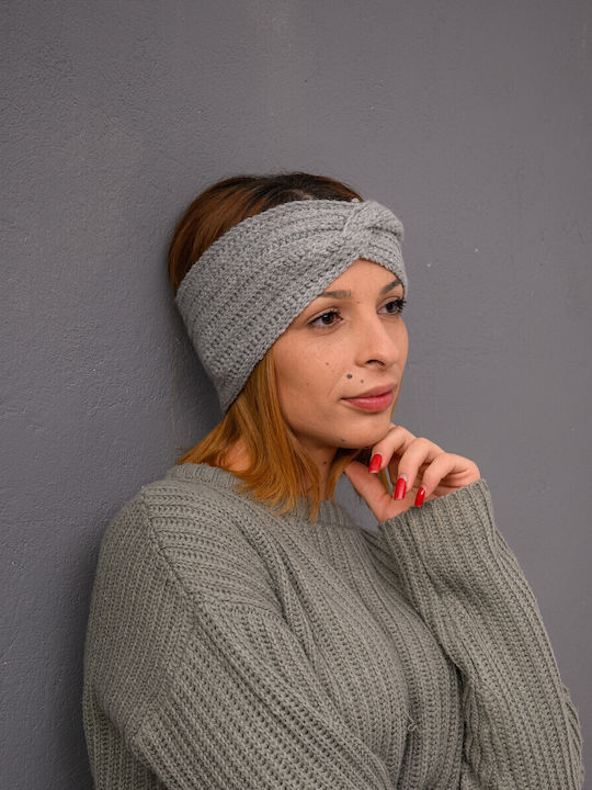 Γυναικείο Headband με Rib Πλέξη σε Γκρι χρώμα