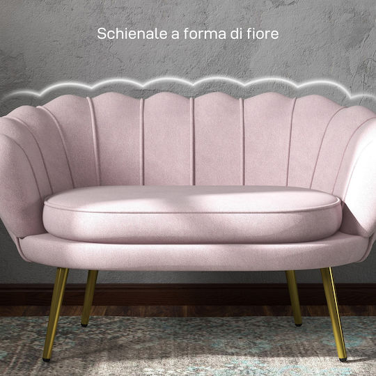 Canapea Cu Două Locuri Catifea Roz 130x77x77cm