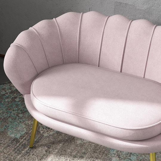Canapea Cu Două Locuri Catifea Roz 130x77x77cm