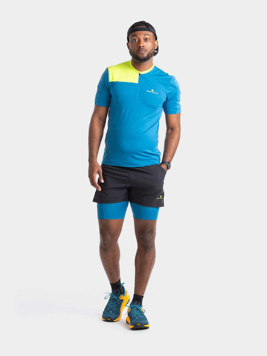 Sportliche Herrenbluse Kurzarm Blaue