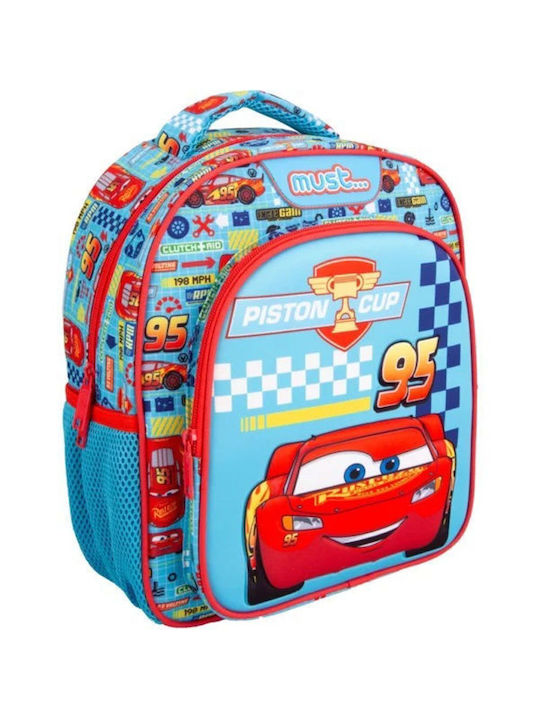 Cars Σχολική Τσάντα Τρόλεϊ Νηπιαγωγείου Γαλάζια με Θήκη για Παγούρι 8lt