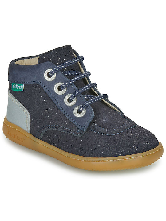 Kickers Kickiconic Kids Leather Boots Navy Blue