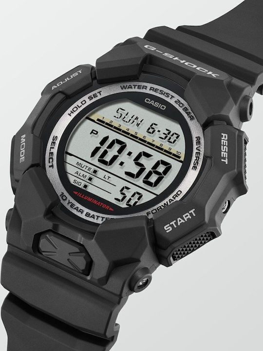 Casio G-shock Ψηφιακό Ανδρικό Ρολόι Χρονογράφος Μπαταρίας με Μαύρο Καουτσούκ Λουράκι