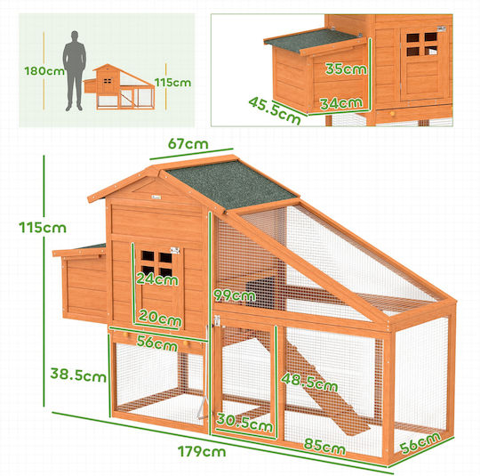 Pawhut Geflügelstall Metallisch L1.79 x B1.15 x H0.67m.