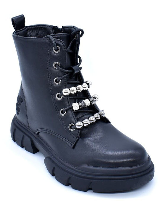 Lelli Kelly Kids PU Leather Boots with Zipper Black