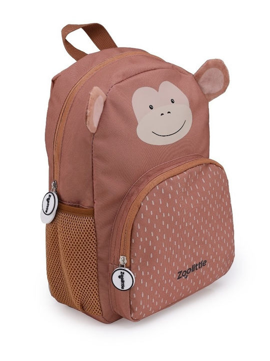 Zoolittle School Bag Backpack Kindergarten Brown with Water Bottle Holder 8Liters