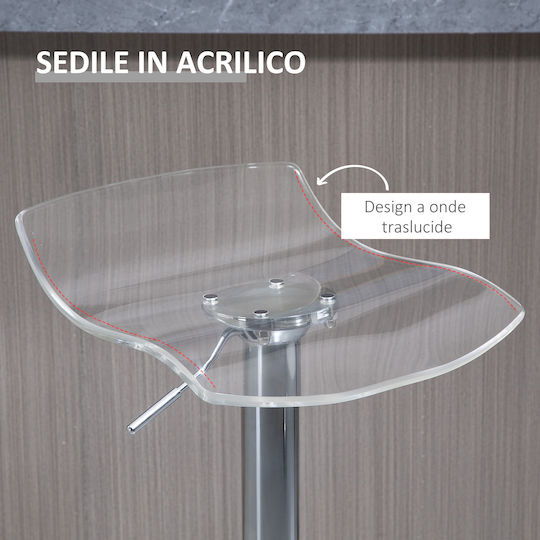 Stool Bar with Back & Adjustable Height Transparent 2pcs