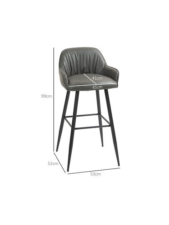 Hocker Bar mit Rückenlehne Gepolstert mit Kunstleder Gray 2Stück