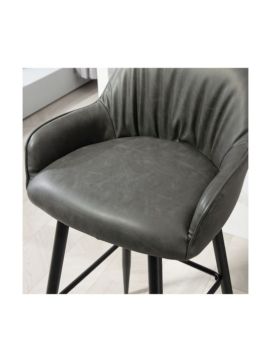 Hocker Bar mit Rückenlehne Gepolstert mit Kunstleder Gray 2Stück