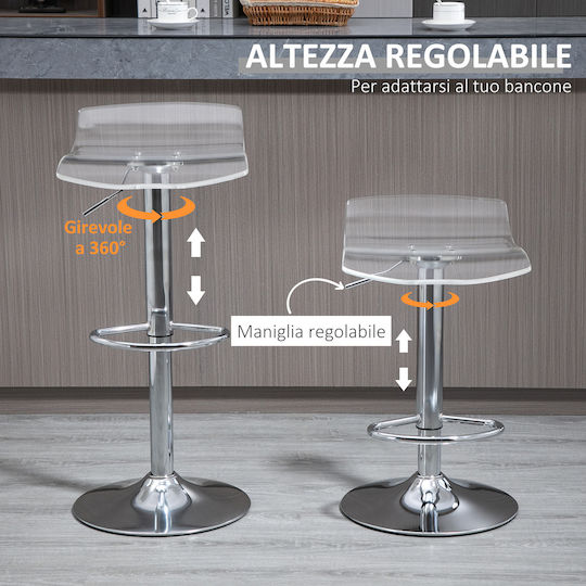 Stool Bar with Back & Adjustable Height Transparent 2pcs
