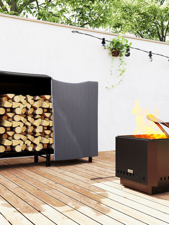 Outsunny Μεταλλική Τσάντα Μεταφοράς Ξύλων 120x36x99cm Μαύρη