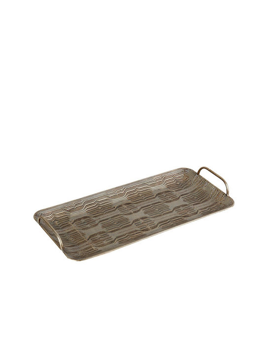 Espiel Metal Rectangular Serving Tray with Handles in Gold Color 55.5x26.5x7.5cm 1pcs