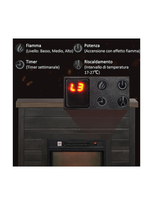 HomCom Επιδαπέδιο Ηλεκτρικό Τζάκι 1800W 96.5x22cm Γκρι
