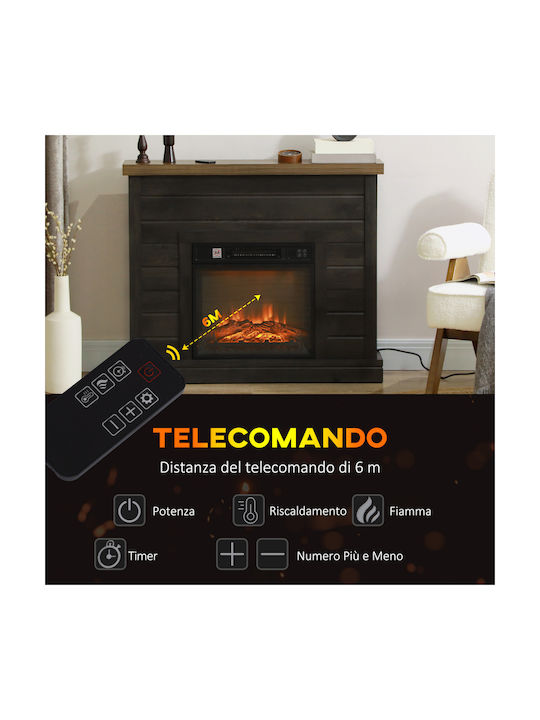 HomCom Επιδαπέδιο Ηλεκτρικό Τζάκι 1800W 96.5x22cm Γκρι
