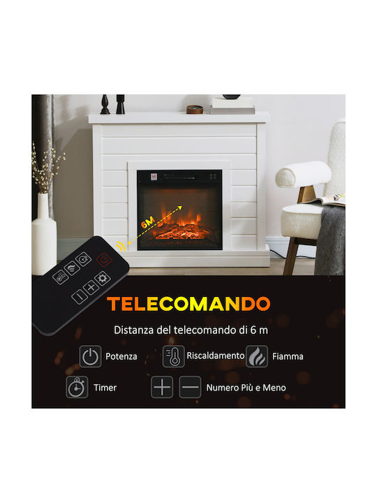 HomCom Под Електрическа печка 1800W 96.5x22см Бял