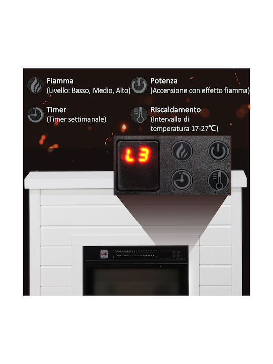 HomCom Под Електрическа печка 1800W 96.5x22см Бял